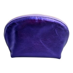 Vera Bradley NWOT Mini Dome Cosmetic Bag In Purple Metallic Sheepskin Leather